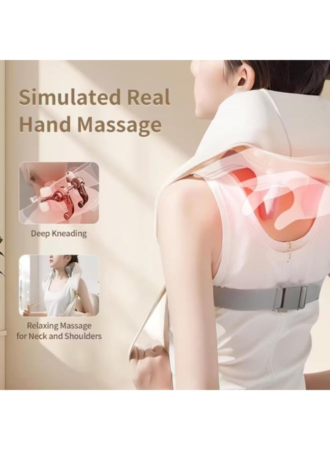 جهاز تدليك محمول للكتف والرقبة مع خاصية التسخين - جهاز تدليك عميق للأنسجة قابل لإعادة الشحن للظهر لتخفيف آلام العضلات وتقليل التوتر والاسترخاء - Image 5