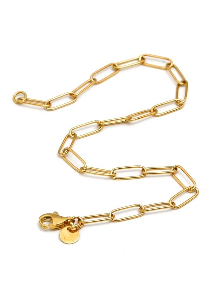 Gold Zone - Real Gold Sleek Paper Clip With Dangler Bracelet - Image 1