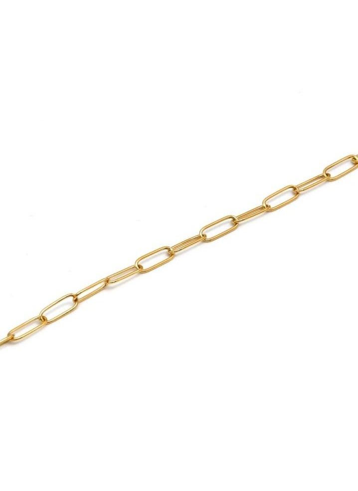 Gold Zone - Real Gold Sleek Paper Clip With Dangler Bracelet - Image 1