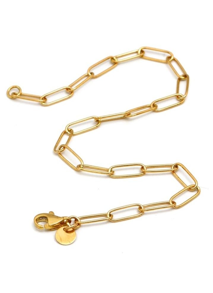 Gold Zone - Real Gold Sleek Paper Clip With Dangler Bracelet - Image 1