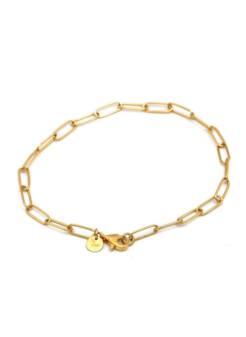 Gold Zone - Real Gold Sleek Paper Clip With Dangler Bracelet - Image 1
