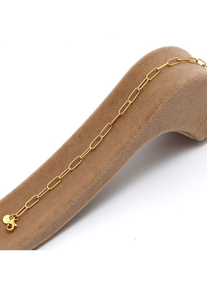 Gold Zone - Real Gold Sleek Paper Clip With Dangler Bracelet - Image 1