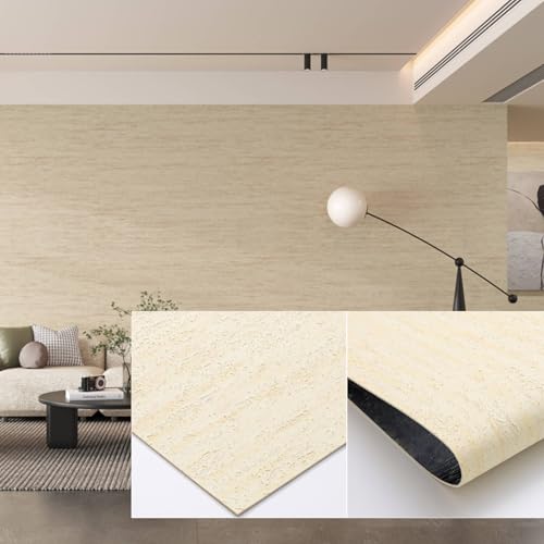 NAMAII 3D Wall Panels Peel and Stick – 23.82"x110" PVC Faux Travertine Texture, Self Adhesive Waterproof Wall Covering, DIY Accent Wall, Sofa Background Backsplash & Modern Home Decor, Covers 18 sq.ft - Image 1