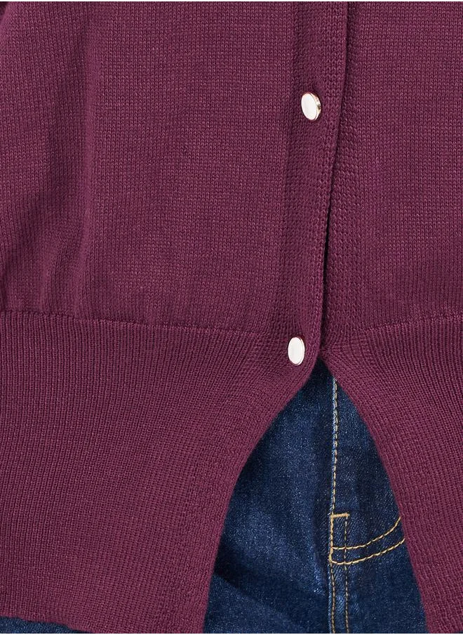 Styli Regular Fit Buttoned Cardigan with Volume Sleeves