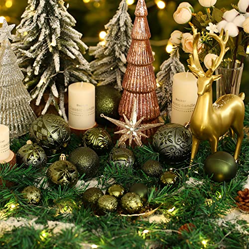 KAYH DECOR 34ct Dark Green Christmas Ball Ornaments Shatterproof Plastic Christmas Tree Decorations for Xmas Party Home Office Holiday Decor -Medium Size (2.36"/ 60mm) - Image 3