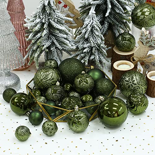 KAYH DECOR 34ct Dark Green Christmas Ball Ornaments Shatterproof Plastic Christmas Tree Decorations for Xmas Party Home Office Holiday Decor -Medium Size (2.36"/ 60mm) - Image 4