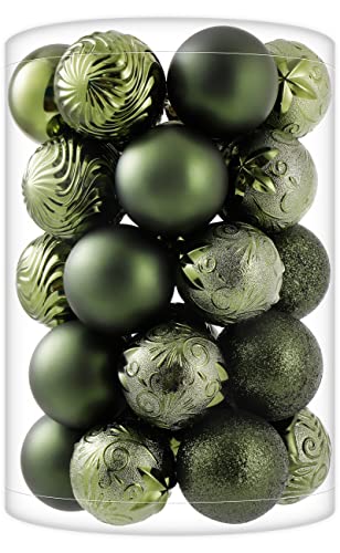 KAYH DECOR 34ct Dark Green Christmas Ball Ornaments Shatterproof Plastic Christmas Tree Decorations for Xmas Party Home Office Holiday Decor -Medium Size (2.36"/ 60mm) - Image 1