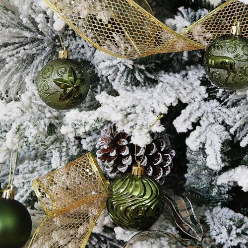 KAYH DECOR 34ct Dark Green Christmas Ball Ornaments Shatterproof Plastic Christmas Tree Decorations for Xmas Party Home Office Holiday Decor -Medium Size (2.36"/ 60mm) - Image 5
