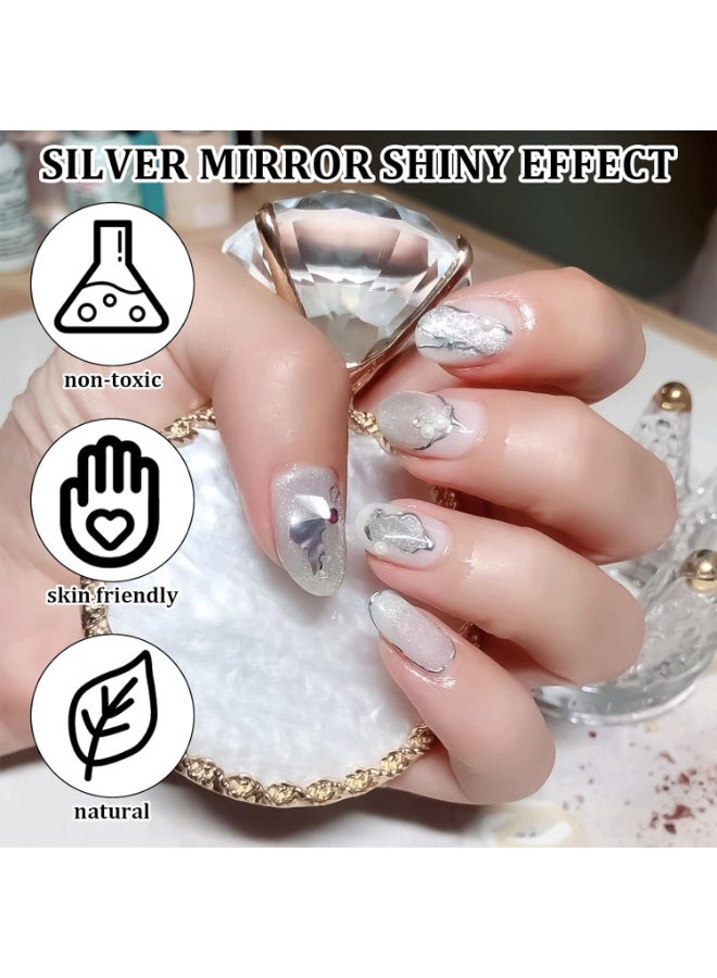 Monja 3 Pcs Metallic Gel Nail Polish Set, Chrome Nail Polish, Glitter Rose Silver Gold Gel Nail, Comes with a Fine Brush Head, for French Manicure Nail Art Paint - Image 5