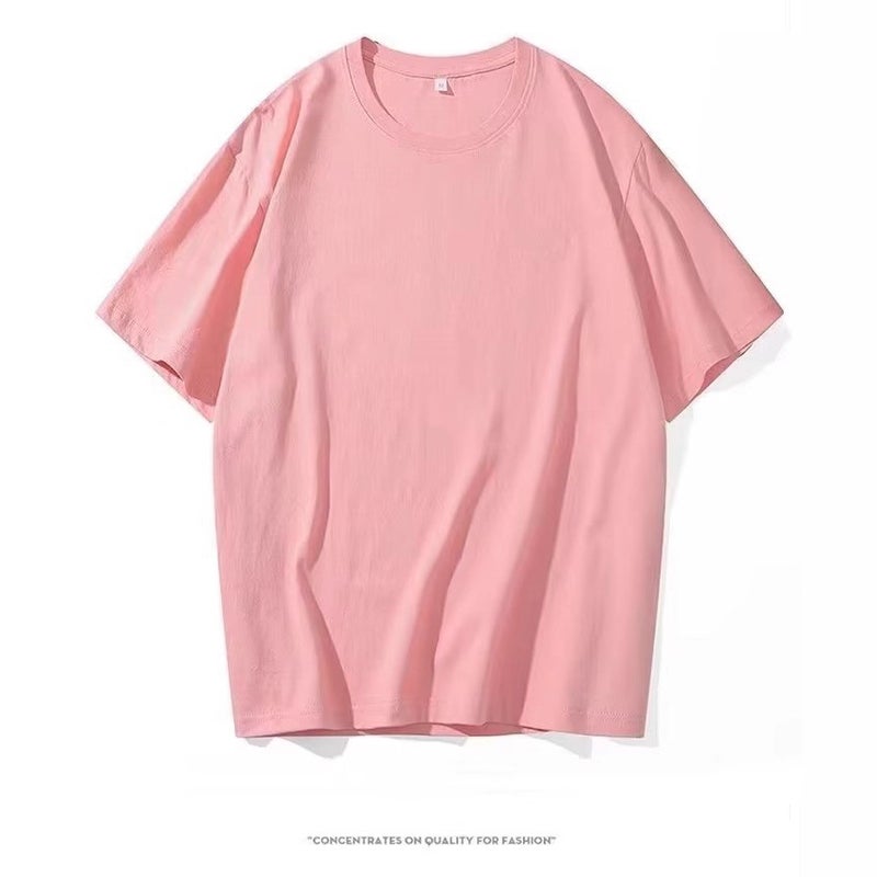 2024 Men'S And Women'S Solid Color Loose T-Shirt Easiest For Match Casual Youth Student Round Neck Short Sleeve T-Shirt - Image 3