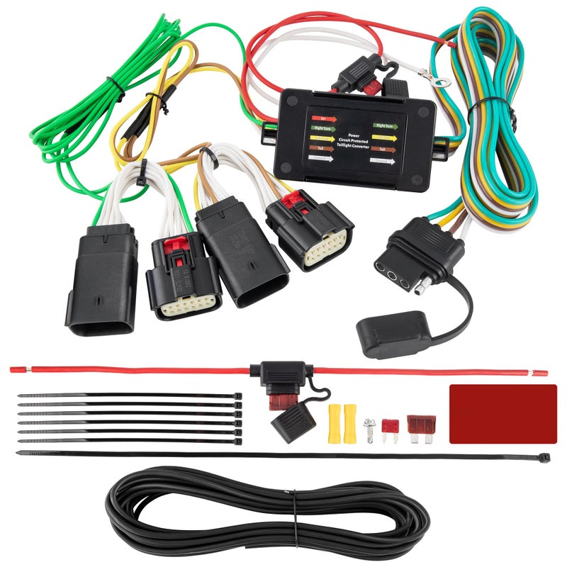 Generic Oyviny 4 Way Trailer Wiring Harness 56407 for 2018-2023 Jeep Wrangler JL /2020-2023 Jeep Gladiator, Wrangler JL 4-Pin Trailer Light Wire Harness Vehicle-Side Towing Connector Pure Copper Wires  - Image 1