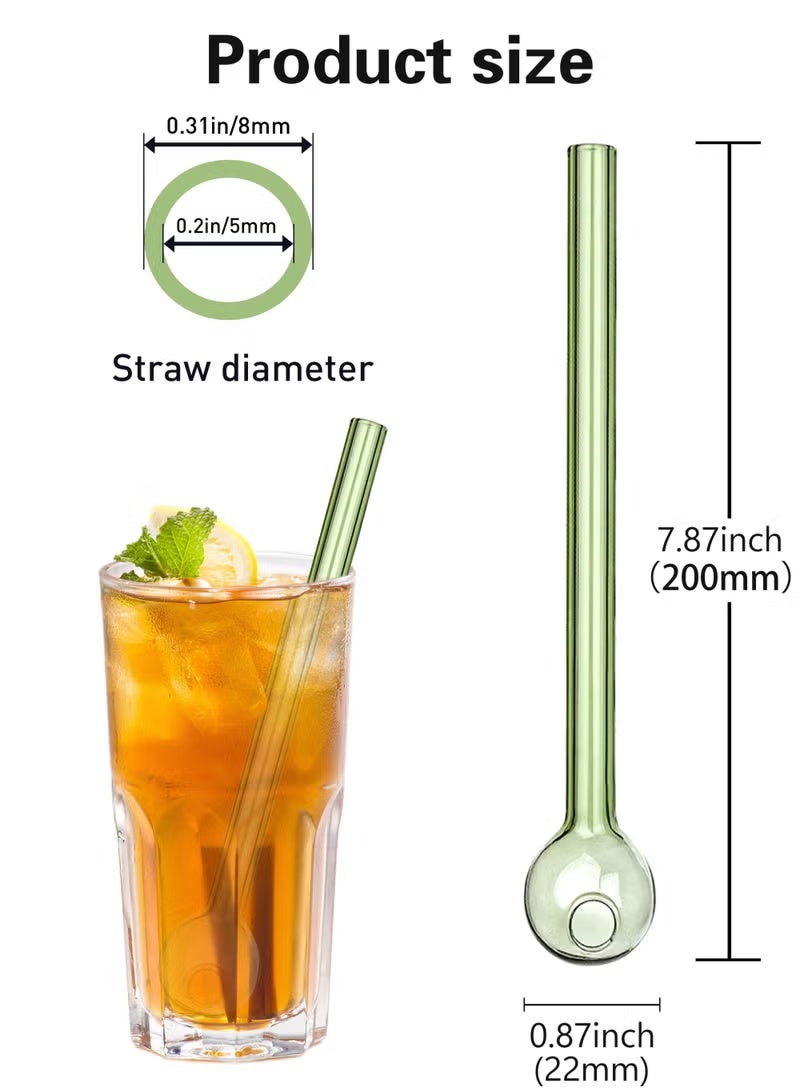 Breakproof Glass Straws - Durable Reusable Glass Straws 8 Pack with 1 Cleaning Brush for Drinks, Herbs, Smoothies, Aromatherapy（Multi-Color） - Image 2
