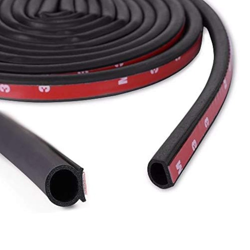 GoldWheel 1/2"Ã—7/16" D-Shape Weather Stripping 25Foot Heavy Duty Rubber Seal Weatherstrip(Self-Adhesive) Hollow with Bulb Door Gasket Strip for Automotive Truck RV Window Door Soundproofing - Image 1