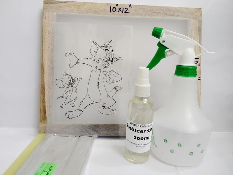 Simpim Screen Printing Kit for Fabricwith 200ml Water Based Ink200l emlusion6 squzeeWater sparyerdecoding Powdersenstizer sechet10x12 Wooden mesh  - Image 4
