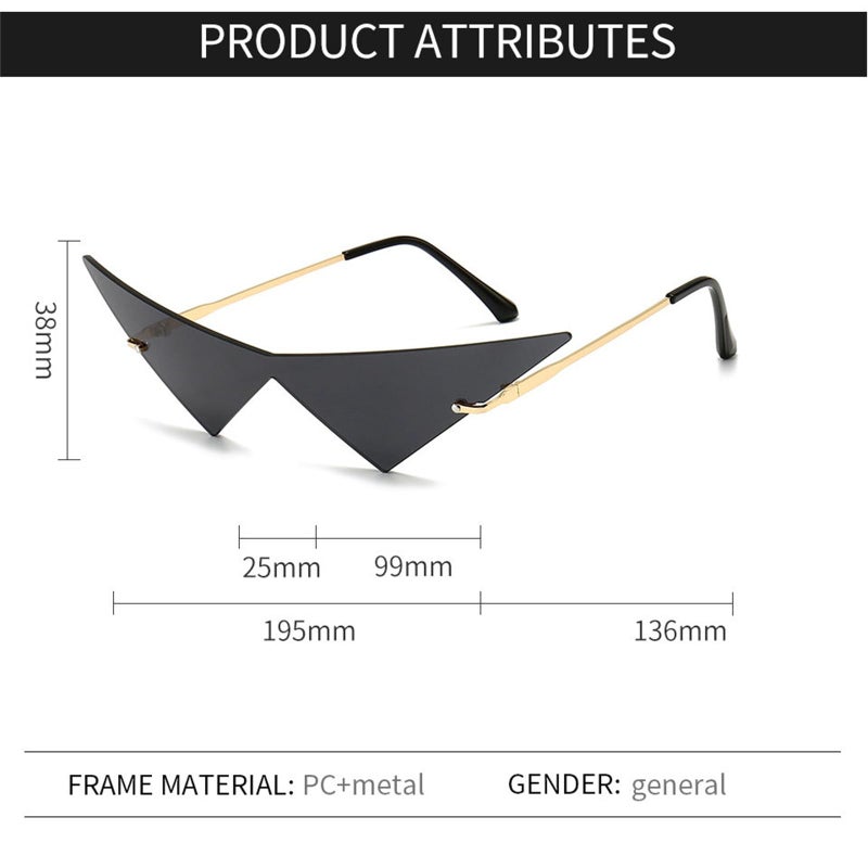 willochra Triangle One Piece Frameless Sunglasses For Women Trendy Ocean Lens Sun Glasses Men Party Prom Sunglasses (black) - Image 5