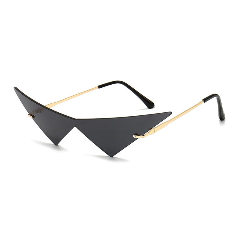 willochra Triangle One Piece Frameless Sunglasses For Women Trendy Ocean Lens Sun Glasses Men Party Prom Sunglasses (black) - Image 2