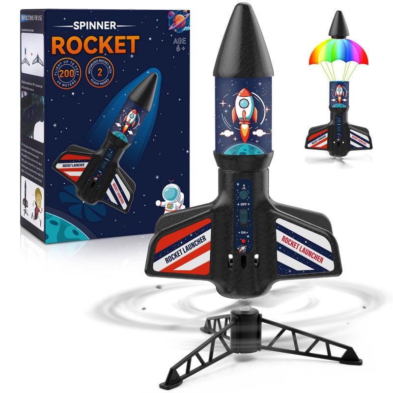 Eieymct Rocket Launcher for Kids SelfLaunching 200 ft Motorized Outdoor Electric Play Toy High Flying Kids Play Air Rocket with Launch Set Birthday Toys Gifts for Boys 812 Rocket Pattern - Image 2