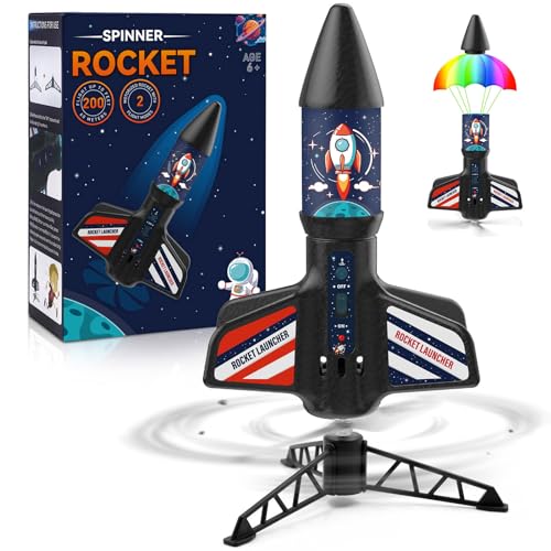 Eieymct Rocket Launcher for Kids SelfLaunching 200 ft Motorized Outdoor Electric Play Toy High Flying Kids Play Air Rocket with Launch Set Birthday Toys Gifts for Boys 812 Rocket Pattern - Image 1