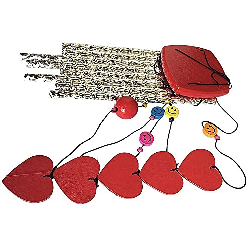 Ripe India Wind Chime 8 Pipes Red Heart with Smiley Face and Positive Energy for Home & Office with a Pleasant & Satisfying Sound - Image 2