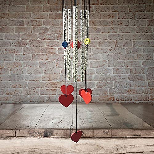Ripe India Wind Chime 8 Pipes Red Heart with Smiley Face and Positive Energy for Home & Office with a Pleasant & Satisfying Sound - Image 4