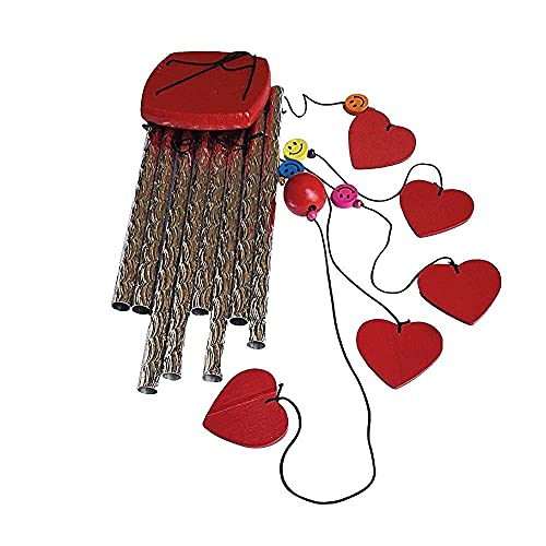 Ripe India Wind Chime 8 Pipes Red Heart with Smiley Face and Positive Energy for Home & Office with a Pleasant & Satisfying Sound - Image 5