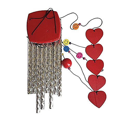 Ripe India Wind Chime 8 Pipes Red Heart with Smiley Face and Positive Energy for Home & Office with a Pleasant & Satisfying Sound - Image 3