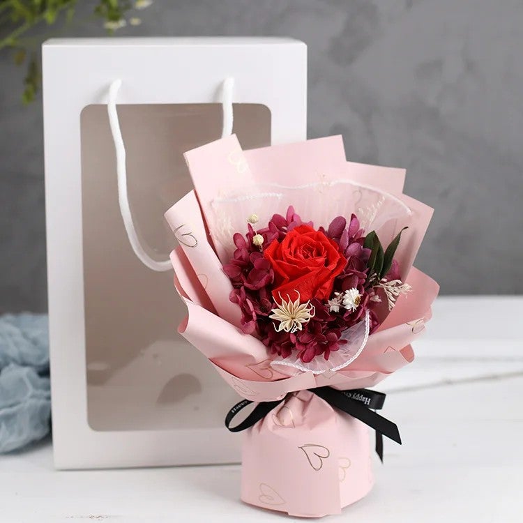Y&D Dried Flower Bouquet - Preserved Roses, Real Dried Plants - Christmas, Valentine's, Mother's Day Gifts for Women - Image 1