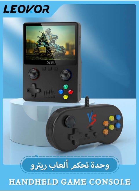 X6 Handheld Retro Gaming Console,Handheld Game Console Built-in 32GB,10000+ Classic Games,3.5-inch OCA IPS Screen,Dual 3D Joystick,11 Emulators,Handheld Gam Console Support TV Output（Black）