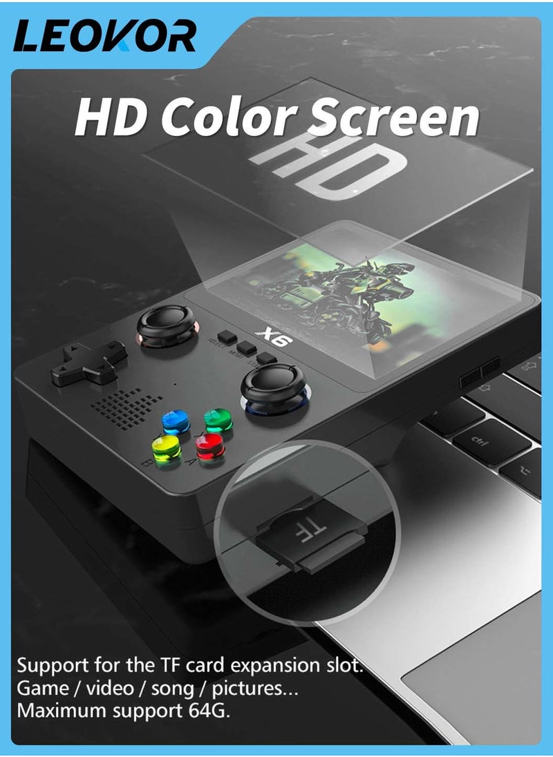 LEOKOR X6 Handheld Retro Gaming Console,Handheld Game Console Built-in 32GB,10000+ Classic Games,3.5-inch OCA IPS Screen,Dual 3D Joystick,11 Emulators,Handheld Gam Console Support TV Output（Black）  - Image 2