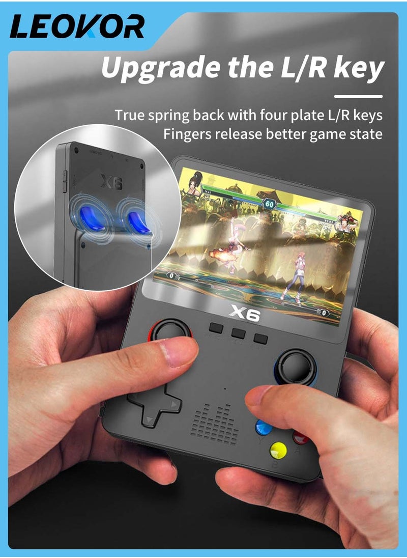 LEOKOR X6 Handheld Retro Gaming Console,Handheld Game Console Built-in 32GB,10000+ Classic Games,3.5-inch OCA IPS Screen,Dual 3D Joystick,11 Emulators,Handheld Gam Console Support TV Output（Black）  - Image 4