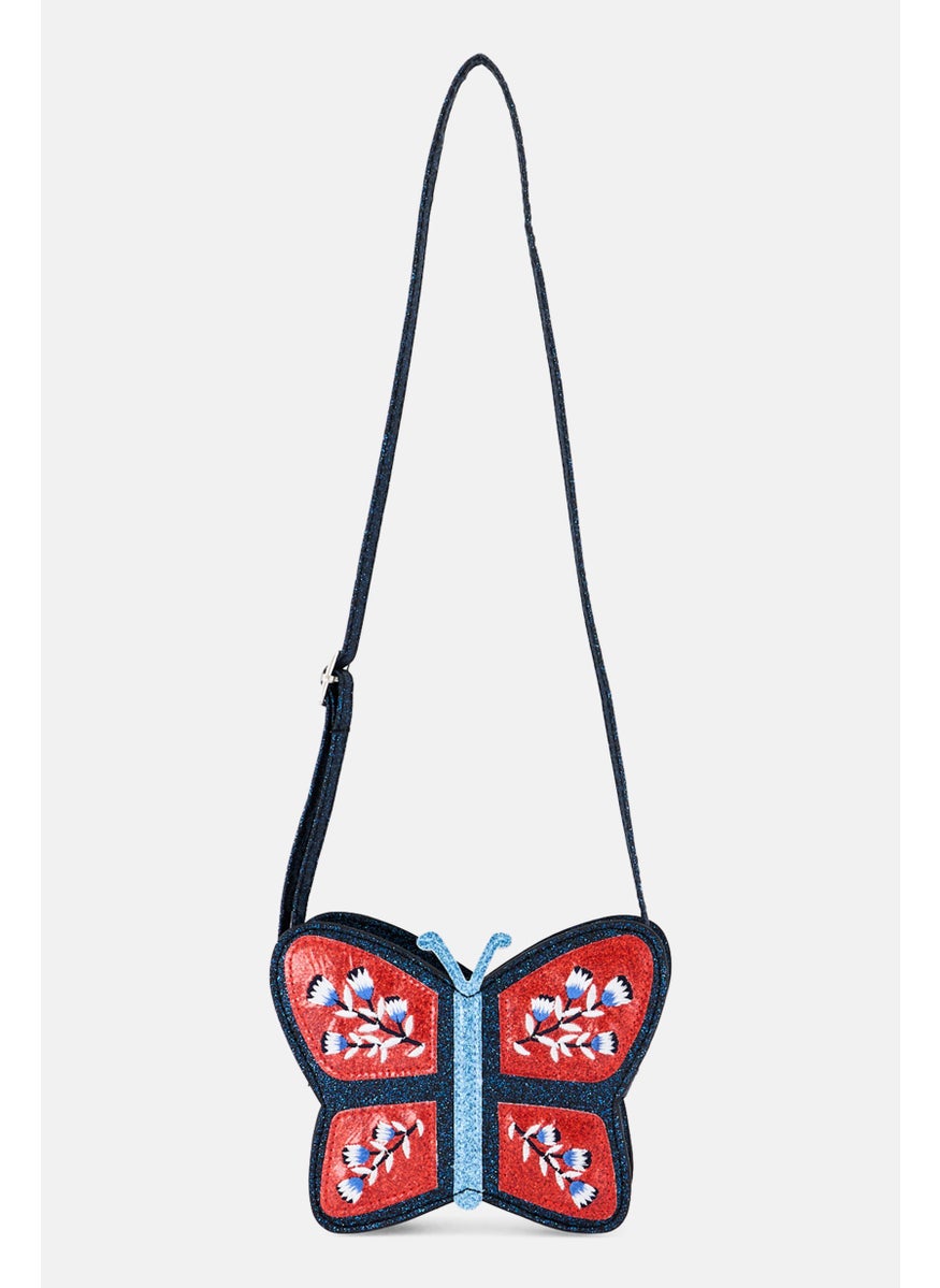Sergent Major Kids Girl Metallic Cross Body Bag 13 H x 16 L x 5 W cm, Navy Combo  - Image 1