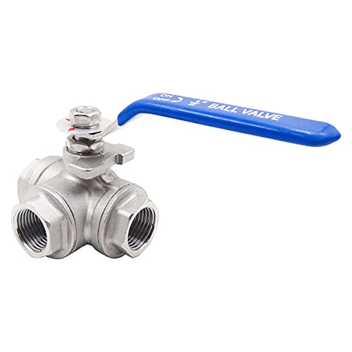 Horiznext NPT 1/2 stainless steel 3 way valve for water tank, T-port 3 way ball valve for water line fuel hose and other pipes and fittings (1 pc) - Image 1