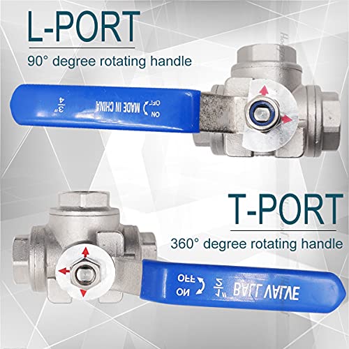 Horiznext NPT 1/2 stainless steel 3 way valve for water tank, T-port 3 way ball valve for water line fuel hose and other pipes and fittings (1 pc) - Image 5
