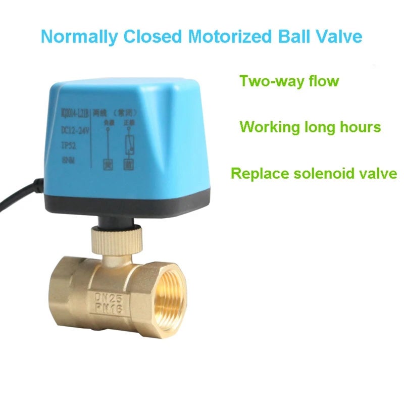 Normally Closed Motorized Brass Ball Valve 220VAC CLOSED 12V 24V 2 Wire Electric - Image 3