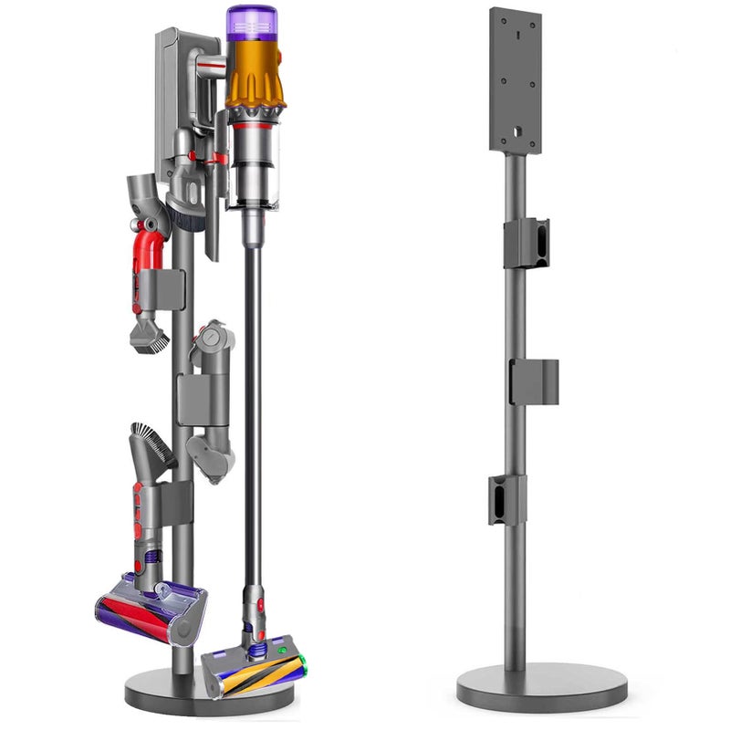Lasvea Lasvea Vacuum Stand for Dyson V15 Detect V12V11V10V8 V7Sturdy Aluminum Tube Storage Holder 62 Lbs Steel Base3 Accessory Clips for Up to 9 Attachments  Charger with Trigger Lock 