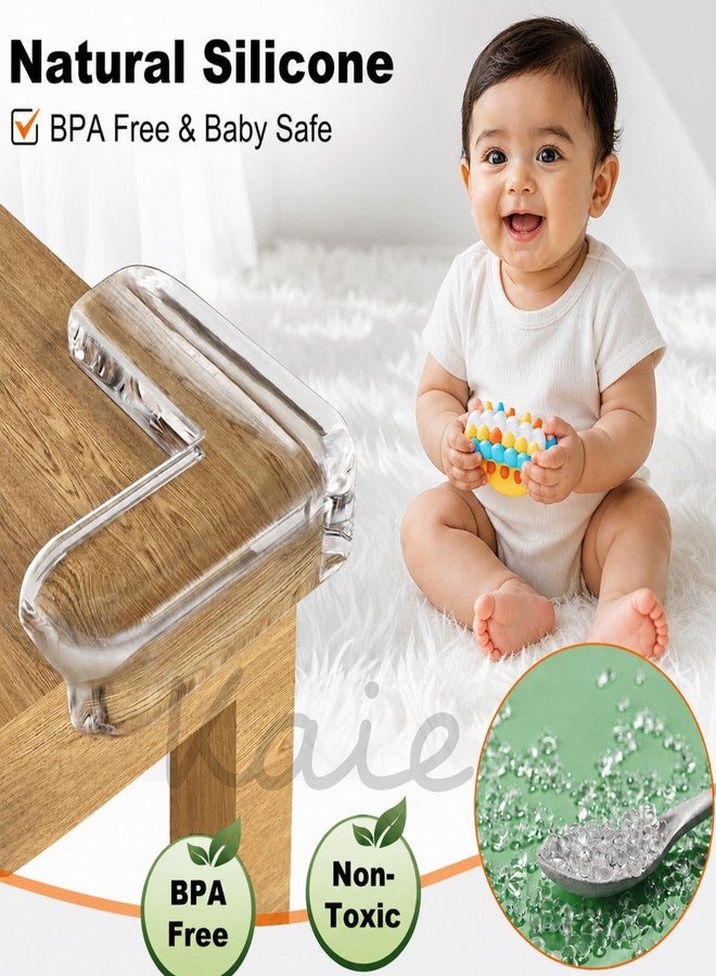 KAIE Pack of 12 Silicone Corner Protectors Baby Proofing Edge & Corner Guards for Sharp Edges, Table, Bed & Furniture Child Safety Cushion for Baby Proofing Edge Guards, BPA Free, Transparent, L-Shape - Image 3