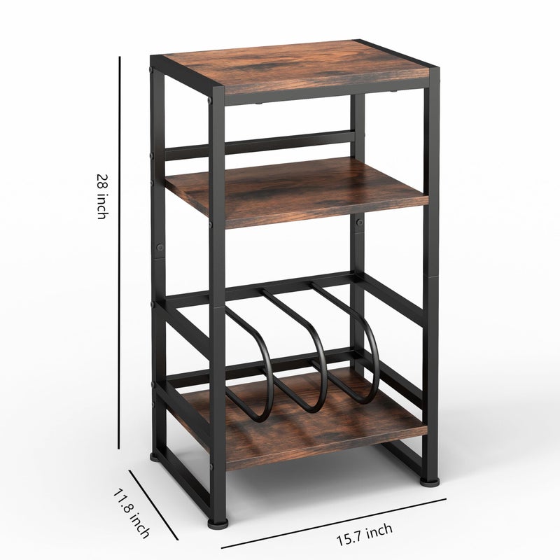 ZEXVIDA Record Player Stand,3-Tier Record Player Table with U-Shaped Vinyl Storage Up to 120 Albums,28" H End Table Turntable Stand with Storage,Record Table Vinyl for Living Room Bedroom - Image 3