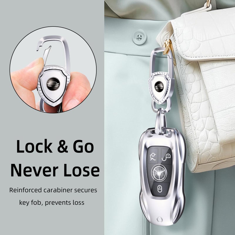 saxsion for Benz CLS CLA CLK AMG CLK GLC GLE GLS SLK ML SL SLK A B C E R S G Smart Remote Key Case Shell (Fashion Silverï¼Œfor Benz-B) - Image 5