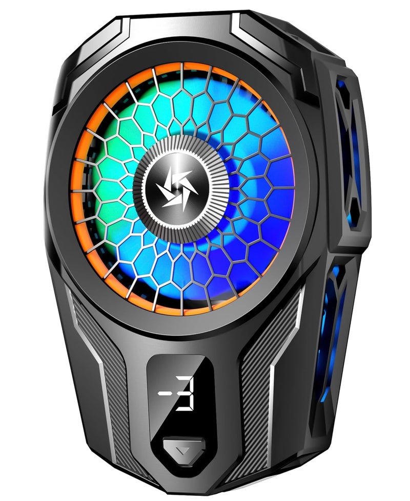 Cubonic SL-16 Semi-Conductor Cooling, 2 Speed Gear, LED Temperature Display,Cool Blue Light Universal Cellphone Radiator for Streaming, Gaming, Vlog Mobile Cooling Fan - Image 1