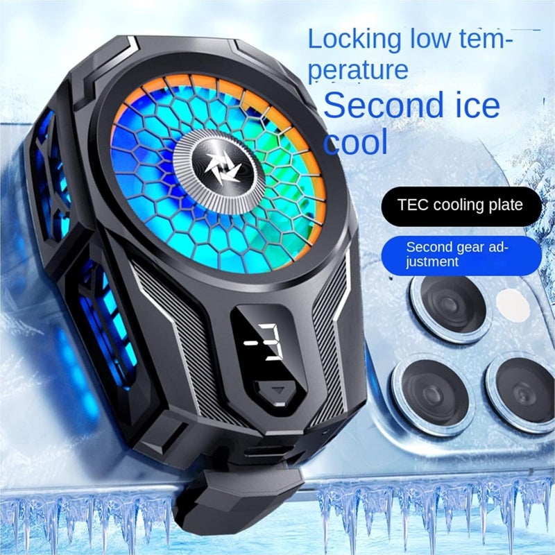 Cubonic SL-16 Semi-Conductor Cooling, 2 Speed Gear, LED Temperature Display,Cool Blue Light Universal Cellphone Radiator for Streaming, Gaming, Vlog Mobile Cooling Fan - Image 3