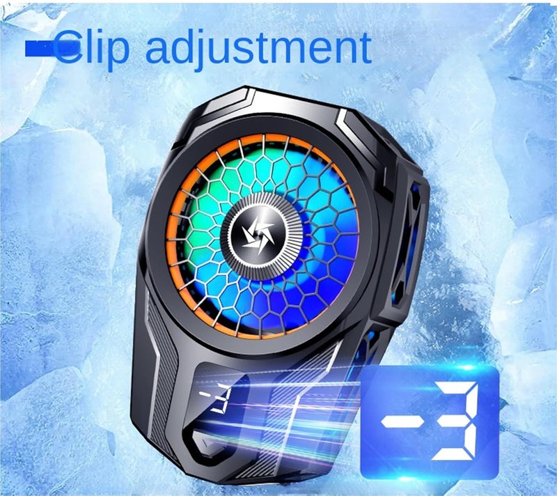 Cubonic SL-16 Semi-Conductor Cooling, 2 Speed Gear, LED Temperature Display,Cool Blue Light Universal Cellphone Radiator for Streaming, Gaming, Vlog Mobile Cooling Fan - Image 2