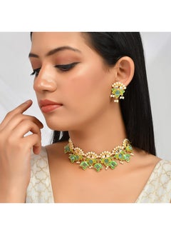 فويلا مجموعة مجوهرات VOYLLA Forever More Green Stones and Pearls المطلية بالمينا  - Image 3