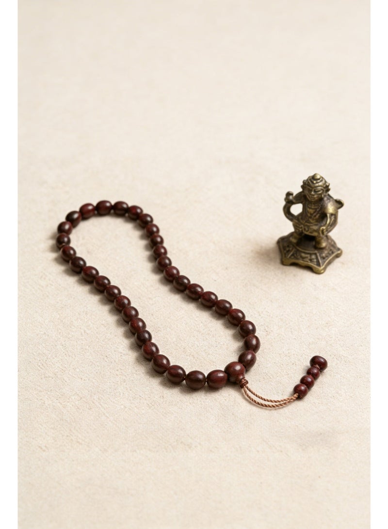 Nariele 33 Pcs Vintage Deep Wine Red Matte Oval Muslim Tasbih Prayer Beads Matching Tone Integrated Grip Multi-Strand Bead Tassel Simple Dhikr Counting Rosary Ramadan Eid Unisex Portable Worship Tasbih Single Pack - Image 3