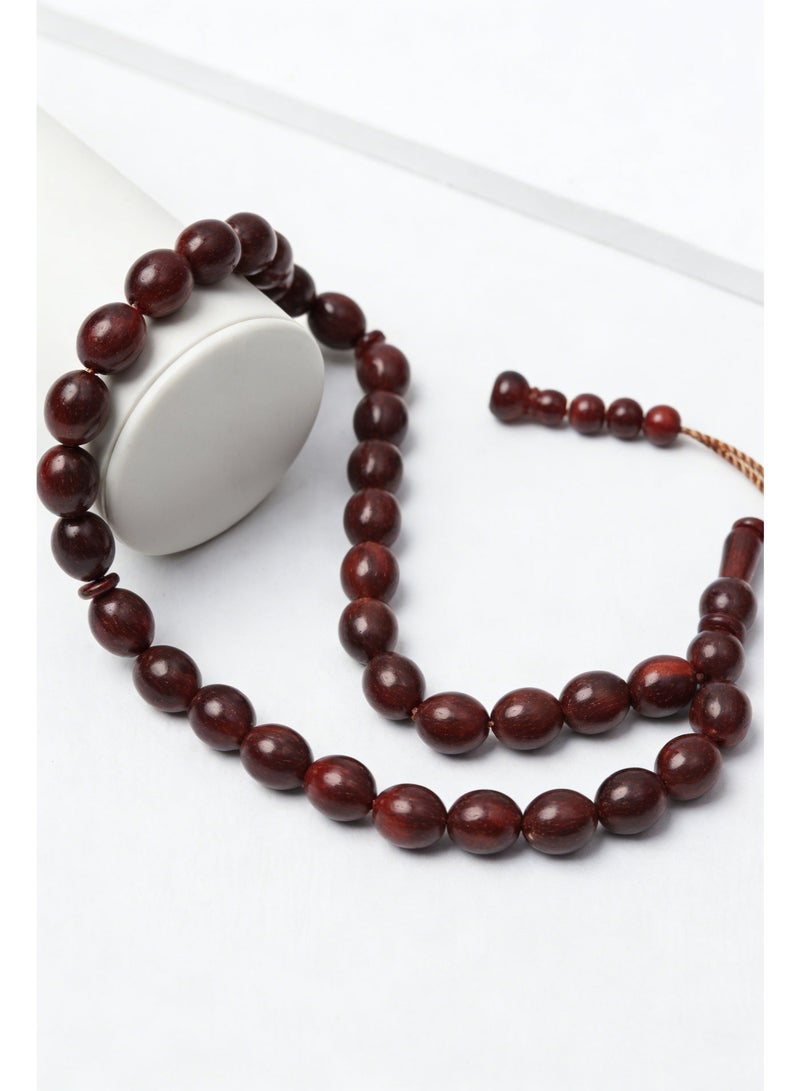 Nariele 33 Pcs Vintage Deep Wine Red Matte Oval Muslim Tasbih Prayer Beads Matching Tone Integrated Grip Multi-Strand Bead Tassel Simple Dhikr Counting Rosary Ramadan Eid Unisex Portable Worship Tasbih Single Pack - Image 1