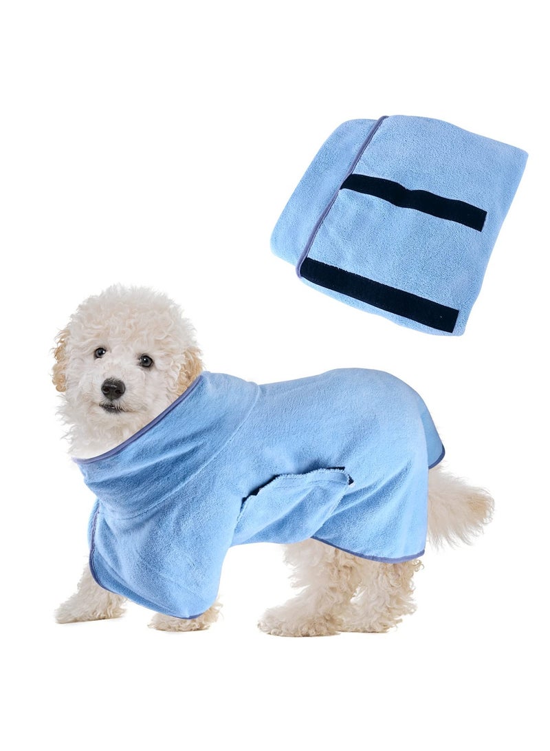 SYOSI Dog Bathrobe, Dog Robes for After Bath, Dog Drying Coat for Small, Medium Dogs Super Absorbent Pet Dog Drying Towel, Adjustable Puppy Bathrobe Soft Dog Hair Drying Bag After Shower, M/50cm, Blue  - Image 1