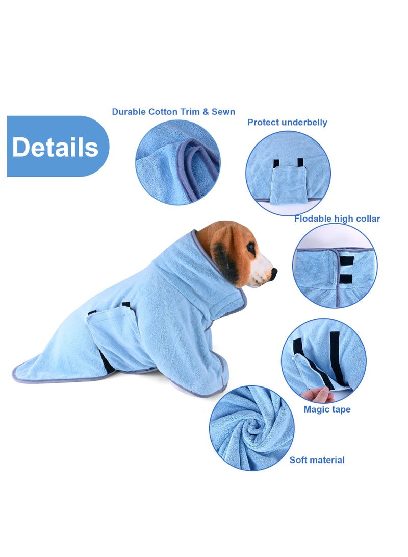 SYOSI Dog Bathrobe, Dog Robes for After Bath, Dog Drying Coat for Small, Medium Dogs Super Absorbent Pet Dog Drying Towel, Adjustable Puppy Bathrobe Soft Dog Hair Drying Bag After Shower, M/50cm, Blue  - Image 4