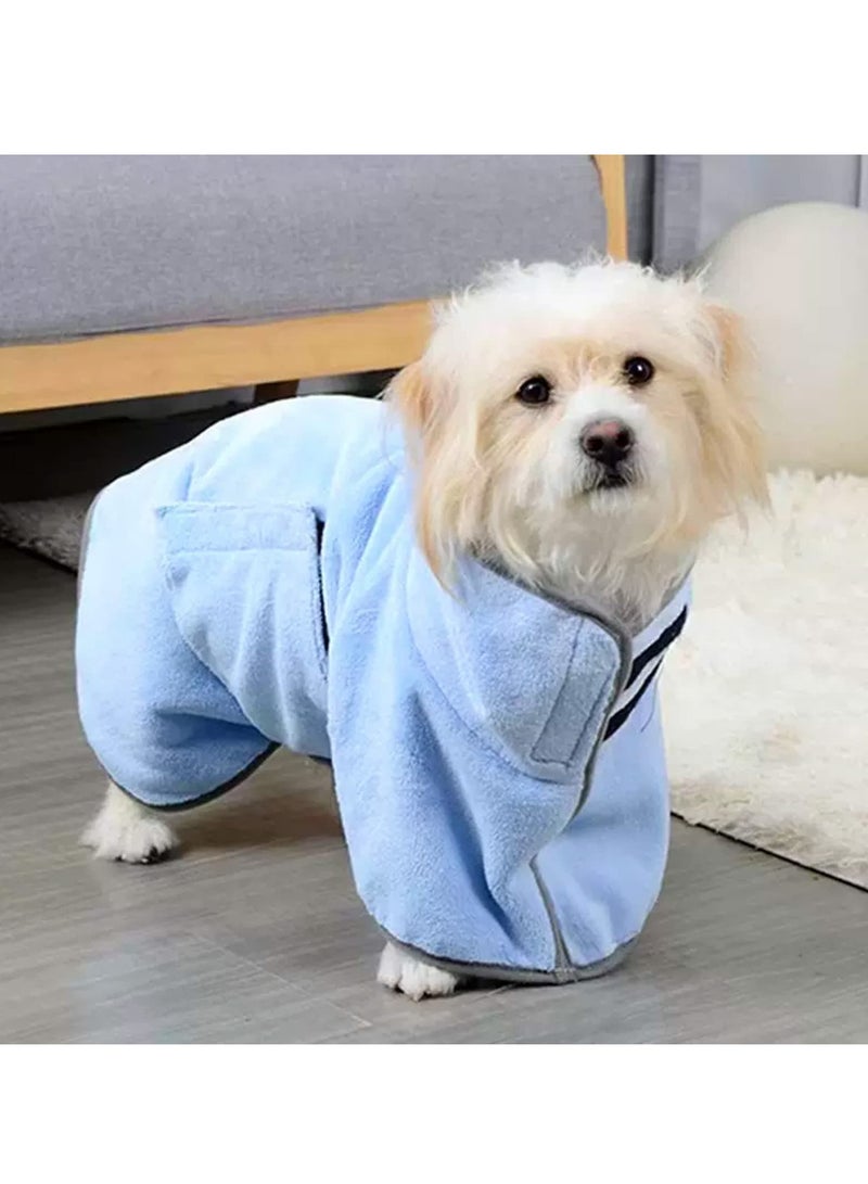SYOSI Dog Bathrobe, Dog Robes for After Bath, Dog Drying Coat for Small, Medium Dogs Super Absorbent Pet Dog Drying Towel, Adjustable Puppy Bathrobe Soft Dog Hair Drying Bag After Shower, M/50cm, Blue  - Image 2