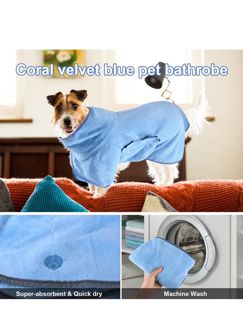 SYOSI Dog Bathrobe, Dog Robes for After Bath, Dog Drying Coat for Small, Medium Dogs Super Absorbent Pet Dog Drying Towel, Adjustable Puppy Bathrobe Soft Dog Hair Drying Bag After Shower, M/50cm, Blue  - Image 5