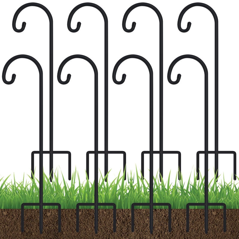 FEED GARDEN Adjustable 32 Inch Shepherd Hooks Rust Resistant Steel Shepard Hooks for Outdoor Hanging Lanterns, Bird Feeders, Solar Lights, Weddings Decor 8 Pack - Image 1