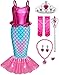 Funna Girls Mermaid Costume Princess Dress Up with Accessories Pink 5T - Image 3
